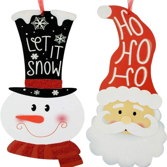 Christmas Wooden Signs - Set of 2 ( Snowman and Santa) - Picture 1 of 3
